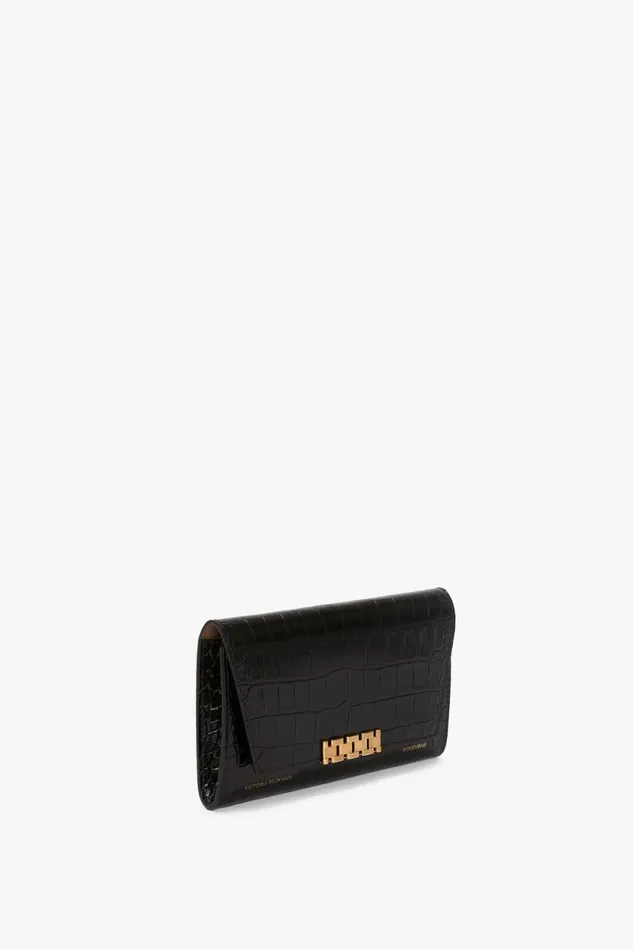 Shoulder Bags Women Victoria Beckham Wallet On Chain In Black CrocEffect Leather