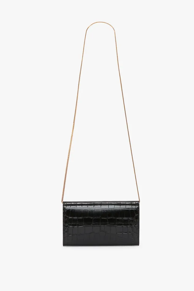 Shoulder Bags Women Victoria Beckham Wallet On Chain In Black CrocEffect Leather