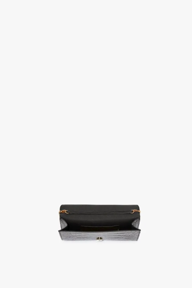 Shoulder Bags Women Victoria Beckham Wallet On Chain In Black CrocEffect Leather