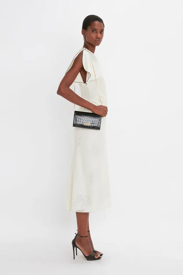 Shoulder Bags Women Victoria Beckham Wallet On Chain In Black CrocEffect Leather