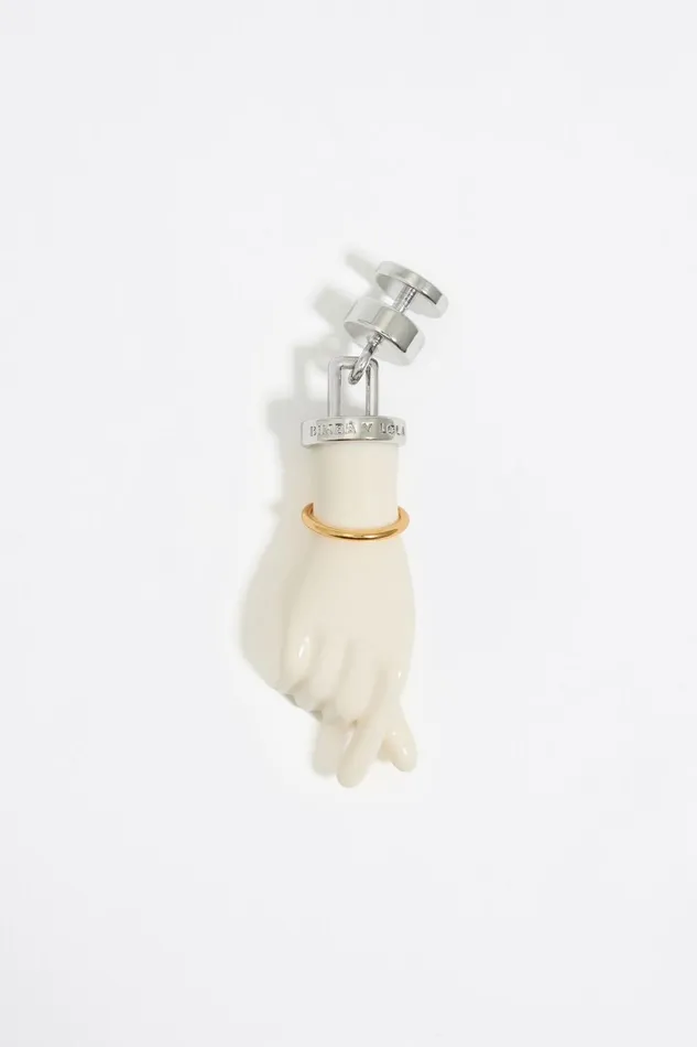 Silver Korean Hand Heart Charm Ivory Women Bimba Y Lola Bag Charms