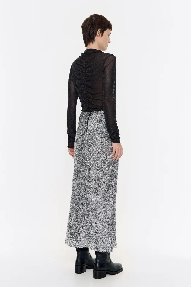 Silver Sequin Midi Skirt Silver Women Bimba Y Lola Skirts Silver Sequin Midi Skirt Silver Women Bimba Y Lola Skirts