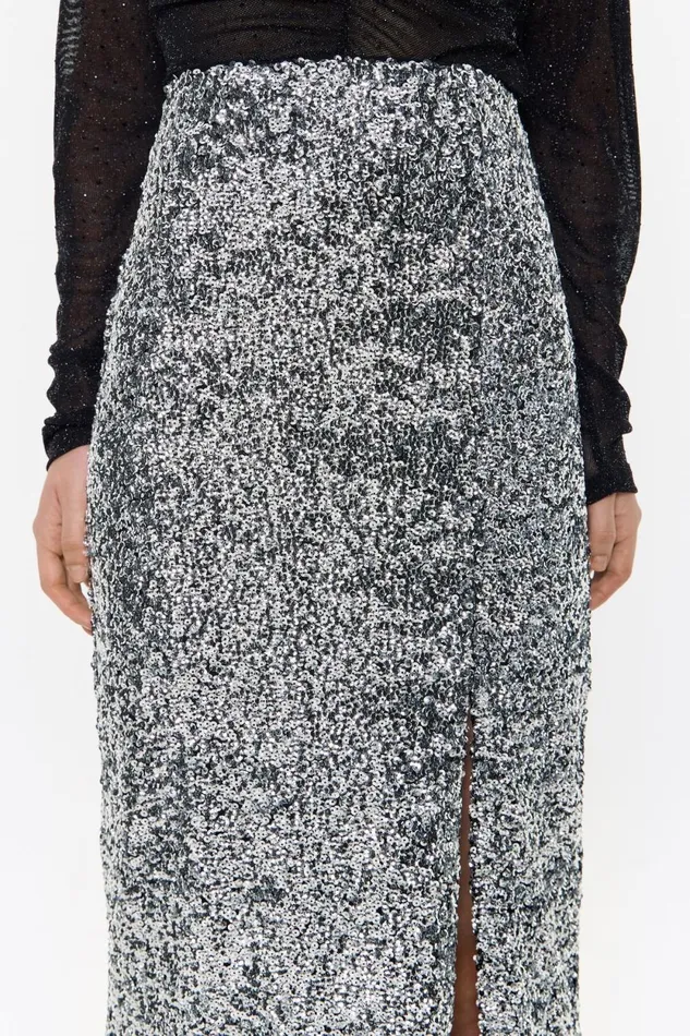 Silver Sequin Midi Skirt Silver Women Bimba Y Lola Skirts Silver Sequin Midi Skirt Silver Women Bimba Y Lola Skirts
