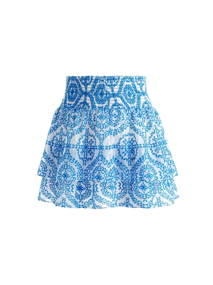 Skirts Women Alice Olivia Bethie Ruffle Mini Skirt Off Whitefrench Blue
