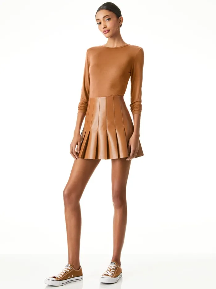 Skirts Women Alice Olivia Carter Vegan Mini Skirt Camel