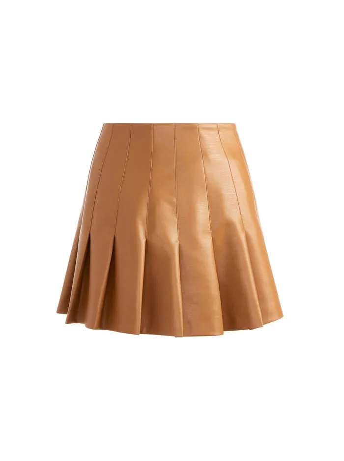 Skirts Women Alice Olivia Carter Vegan Mini Skirt Camel