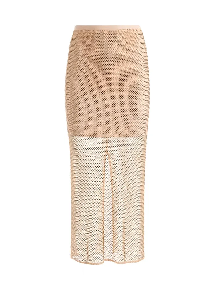 Skirts Women Alice Olivia Maeve Embellished Midi Slip Skirt Almondgold