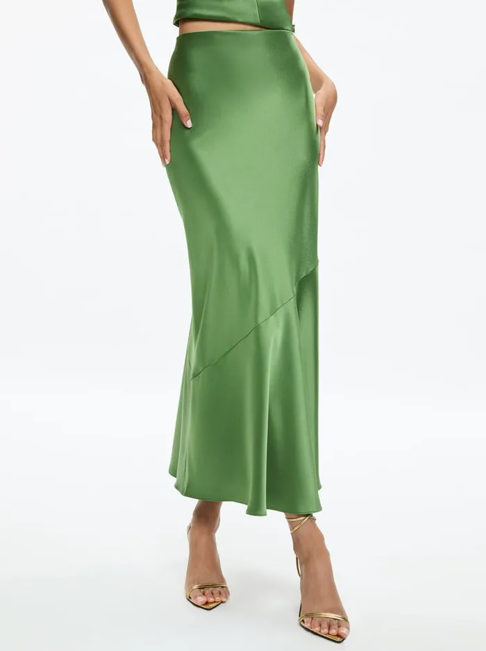 Skirts Women Alice Olivia Terese Ankle Length Slip Skirt Avocado