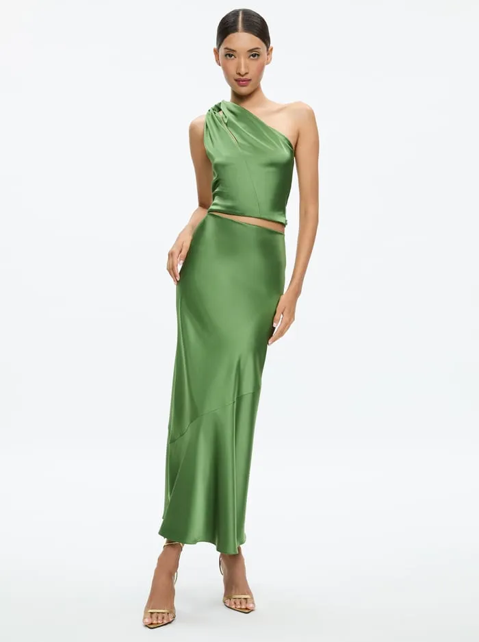 Skirts Women Alice Olivia Terese Ankle Length Slip Skirt Avocado