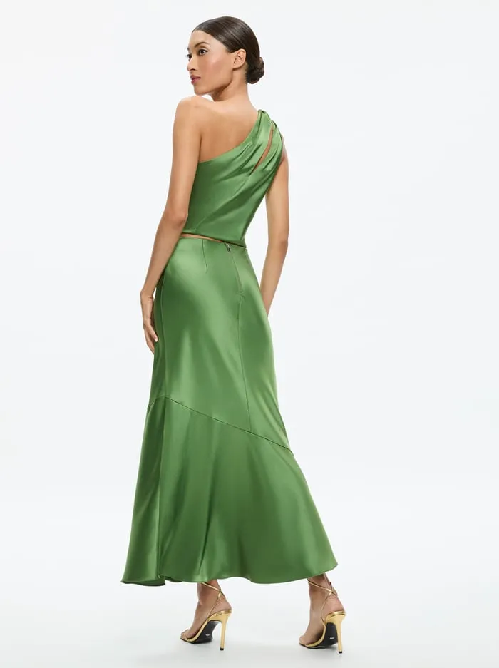 Skirts Women Alice Olivia Terese Ankle Length Slip Skirt Avocado