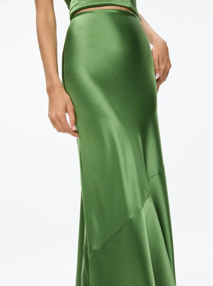 Skirts Women Alice Olivia Terese Ankle Length Slip Skirt Avocado