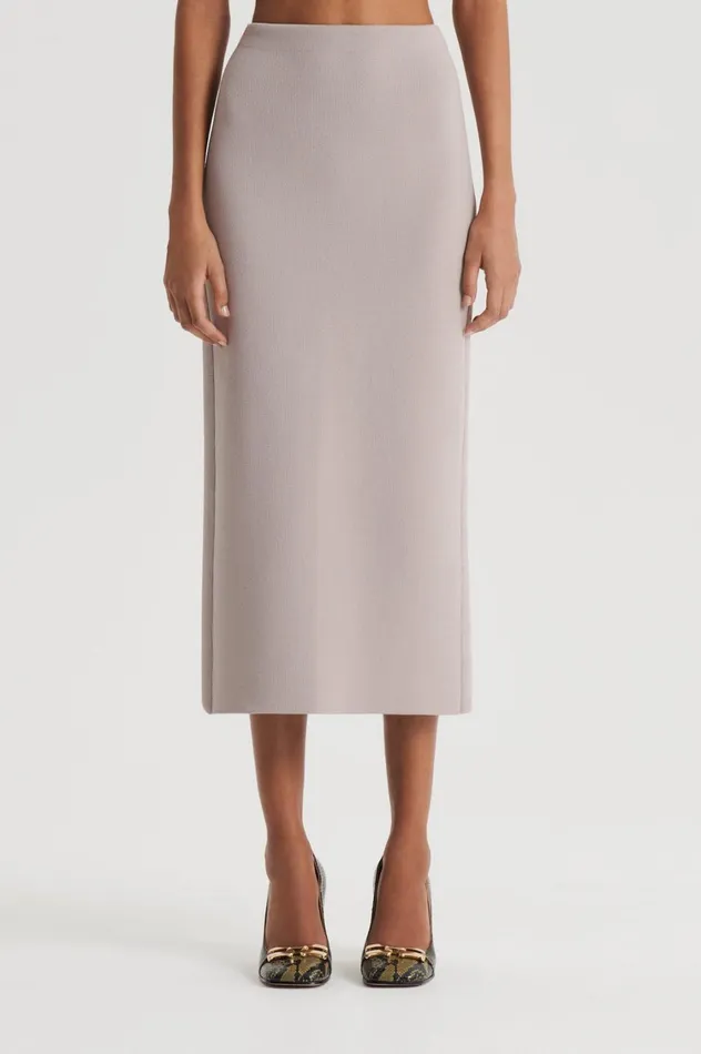 Skirts Women Scanlan Theodore CREPE KNIT PENCIL SKIRT MIDI Oyster