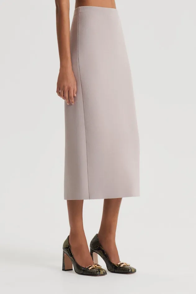 Skirts Women Scanlan Theodore CREPE KNIT PENCIL SKIRT MIDI Oyster