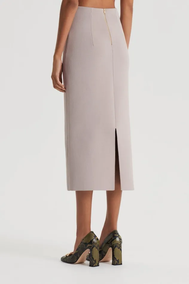 Skirts Women Scanlan Theodore CREPE KNIT PENCIL SKIRT MIDI Oyster