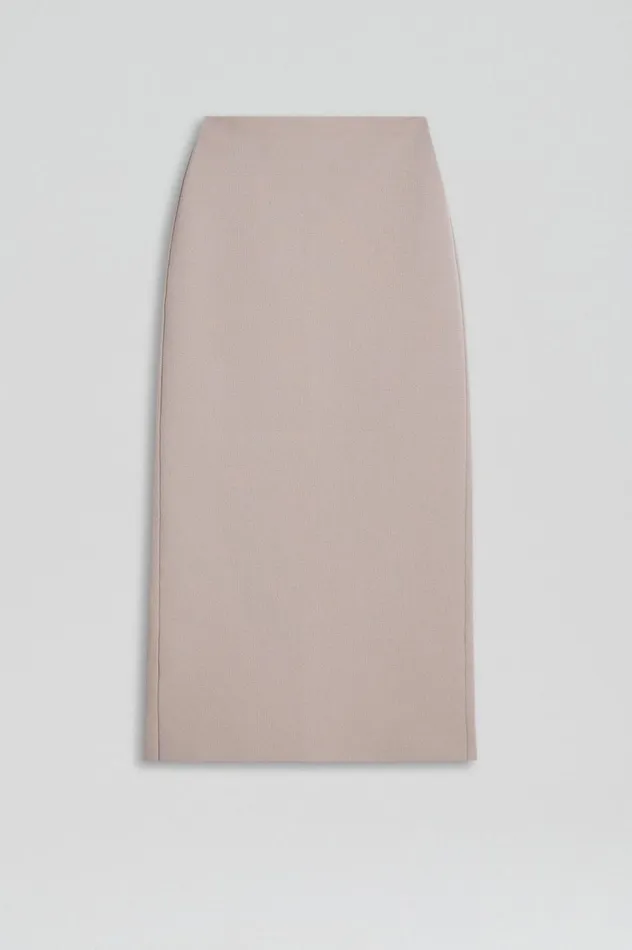 Skirts Women Scanlan Theodore CREPE KNIT PENCIL SKIRT MIDI Oyster
