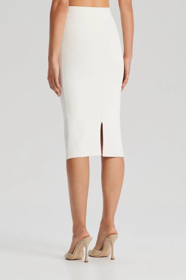 Skirts Women Scanlan Theodore CREPE KNIT SLIT BACK SKIRT Cream