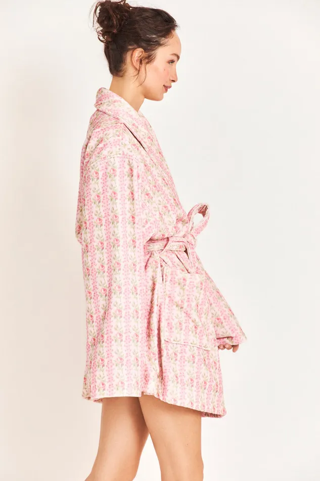 Sleepwear Women LoveShackFancy Indie Cotton Bath Robe Strawberry Macaroon