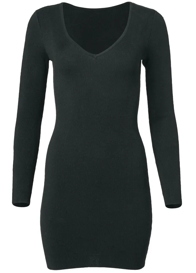 SLEEVE DETAIL SWEATER DRESS Black Women VENUS Short Dresses