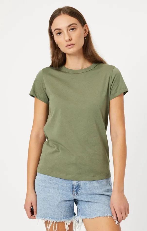Slim Crew Neck TShirt In Deep Lichen Green Women Mavi Jeans Tops and TShirts