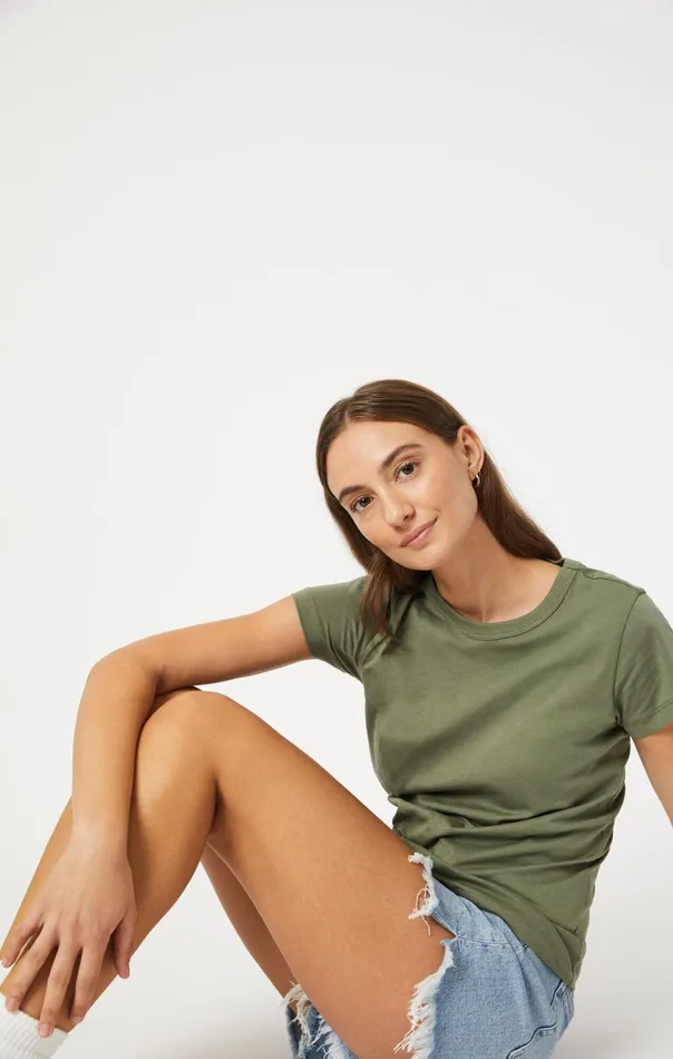 Slim Crew Neck TShirt In Deep Lichen Green Women Mavi Jeans Tops and TShirts Slim Crew Neck TShirt In Deep Lichen Green Women Mavi Jeans Tops and TShirts