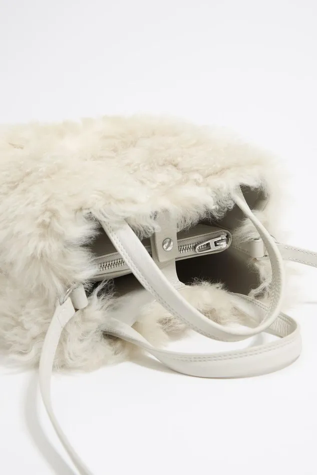 Small Stone Fur And Leather Chihuahua Bag Stone Women Bimba Y Lola Crossbody Bags