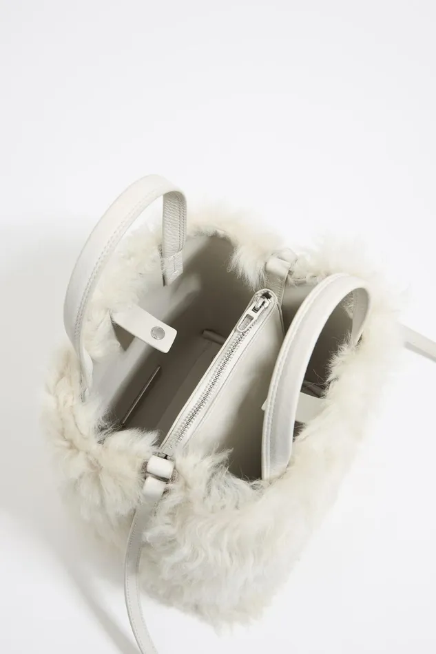 Small Stone Fur And Leather Chihuahua Bag Stone Women Bimba Y Lola Crossbody Bags