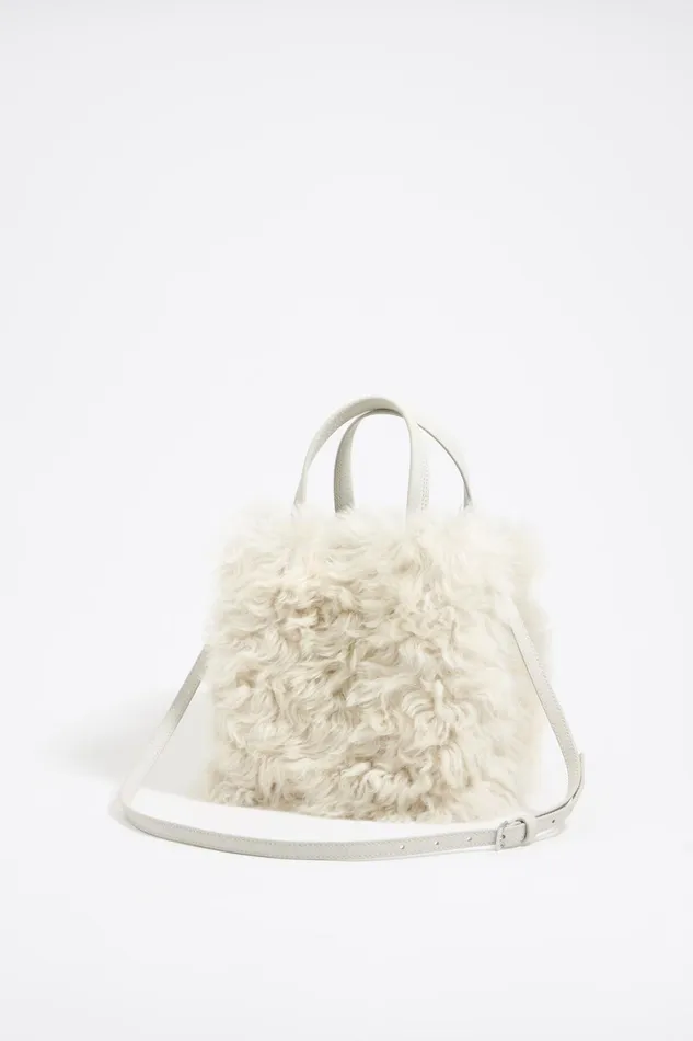 Small Stone Fur And Leather Chihuahua Bag Stone Women Bimba Y Lola Crossbody Bags