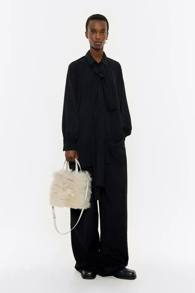 Small Stone Fur And Leather Chihuahua Bag Stone Women Bimba Y Lola Crossbody Bags