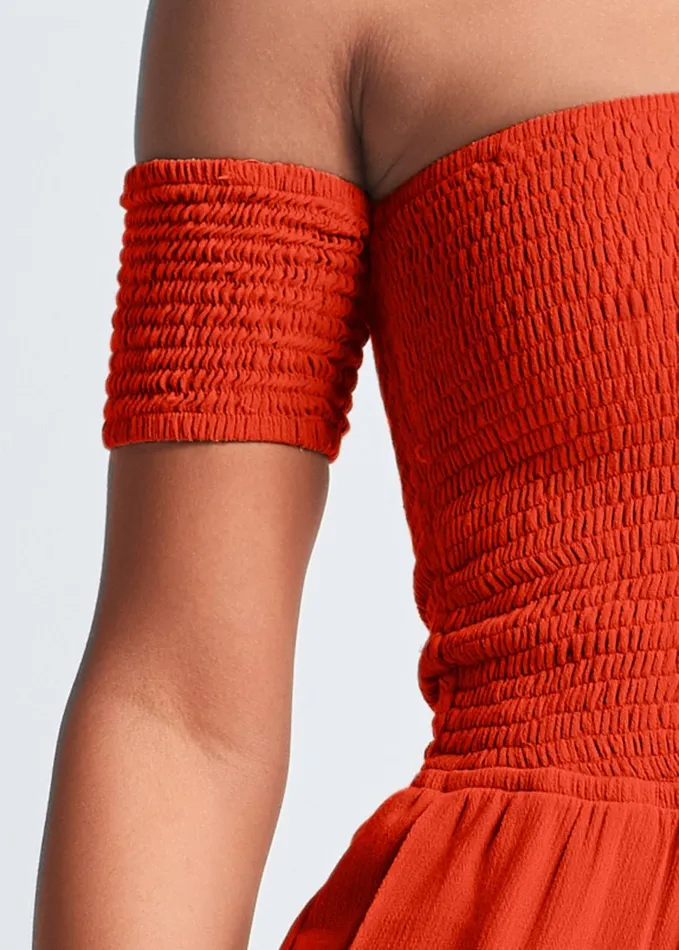 SMOCKED JUMPSUIT Orange Women VENUS Casual Jumpsuits and Rompers