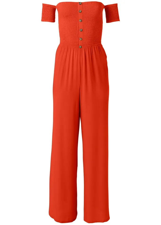 SMOCKED JUMPSUIT Orange Women VENUS Casual Jumpsuits and Rompers