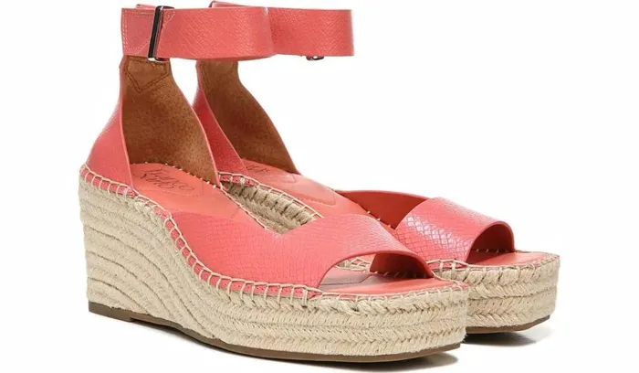 Spadrilles Women Franco Sarto Franco Camera Espadrille Wedge Sandal Coral Snake Print Faux Leather