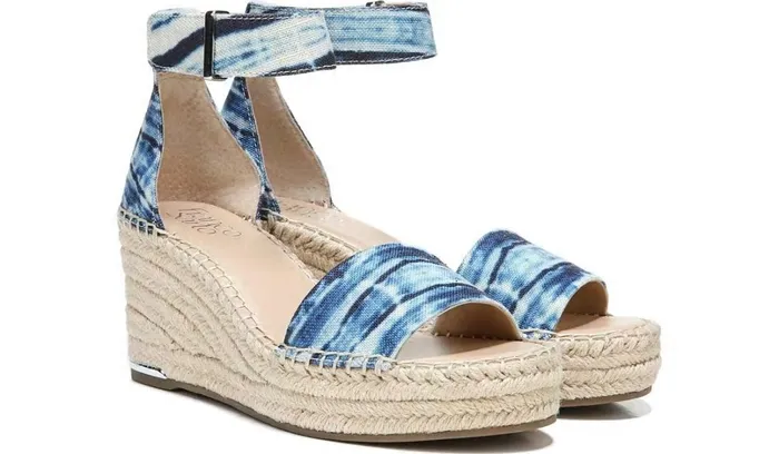 Spadrilles Women Franco Sarto Franco Clemens Espadrille Wedge Sandal Blue Canvas