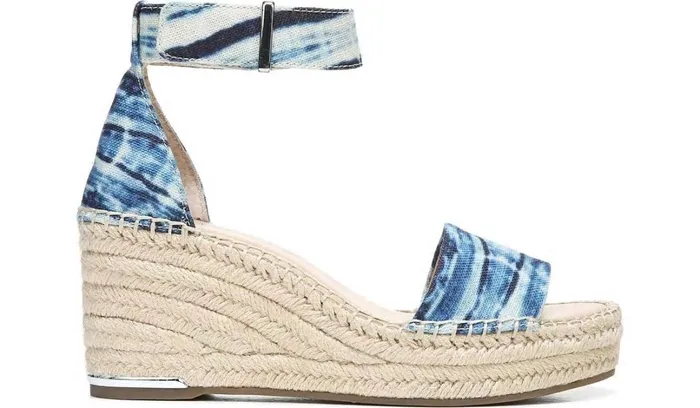 Spadrilles Women Franco Sarto Franco Clemens Espadrille Wedge Sandal Blue Canvas