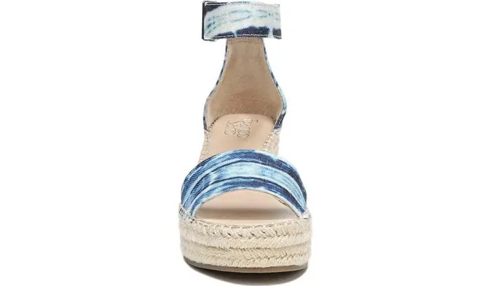 Spadrilles Women Franco Sarto Franco Clemens Espadrille Wedge Sandal Blue Canvas