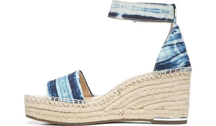 Spadrilles Women Franco Sarto Franco Clemens Espadrille Wedge Sandal Blue Canvas