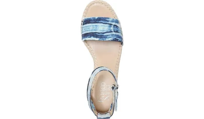 Spadrilles Women Franco Sarto Franco Clemens Espadrille Wedge Sandal Blue Canvas