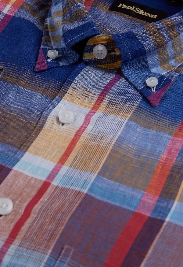 Sport Shirts Linen Plaid Sport Shirt BluePink Paulstuart Mens Sport Shirts Linen Plaid Sport Shirt BluePink Paulstuart Mens
