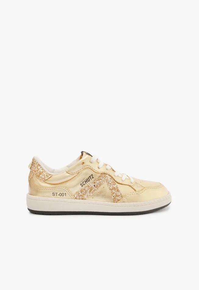 St001 Leather Sneaker Gold Women Schutz Shoes Sneakers