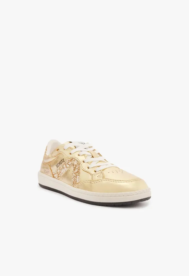 St001 Leather Sneaker Gold Women Schutz Shoes Sneakers