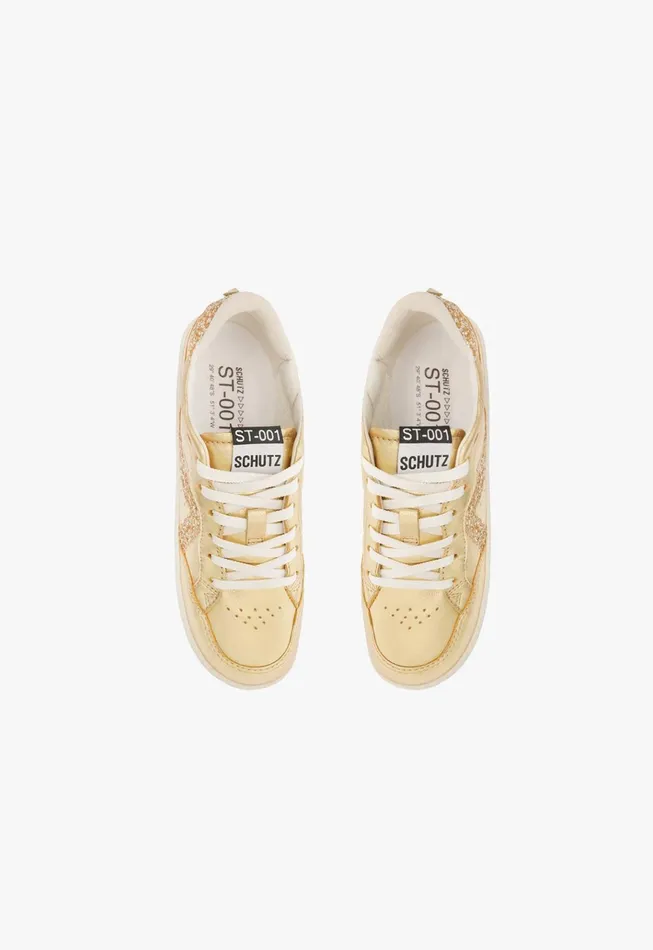 St001 Leather Sneaker Gold Women Schutz Shoes Sneakers