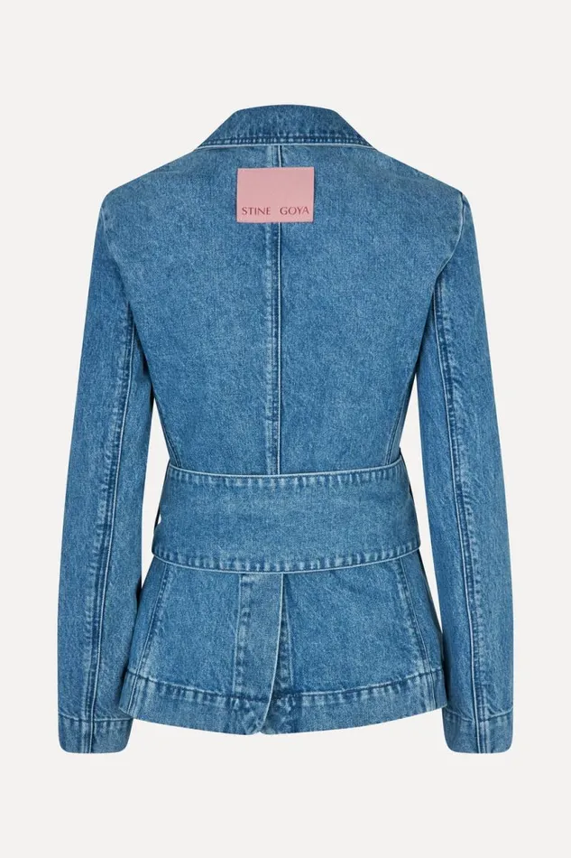Stine Goya Denim Belted Tailored Jacket 8211 Denim Blue 8211 Women