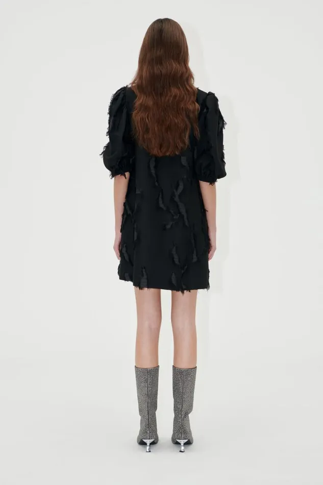 Stine Goya Dresses Puffy Sleeves Mini Dress 8211 Jet Black 8211 Women