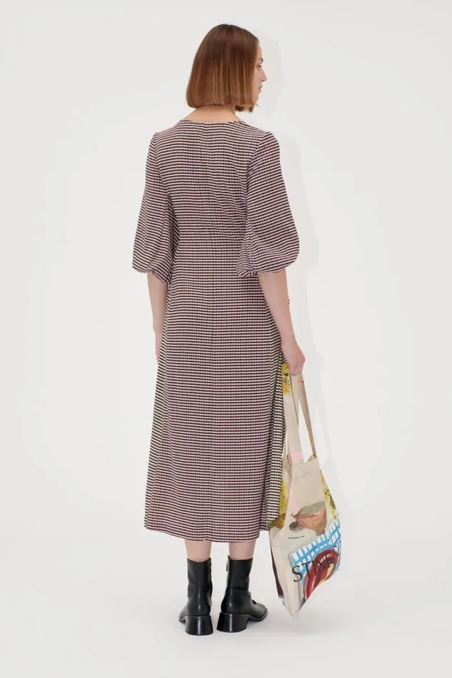 Stine Goya Dresses ThreeQuarter Sleeve Midi Dress 8211 PinkBlack 8211 Women