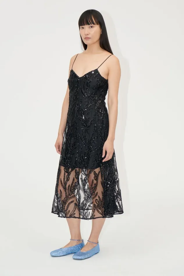 Stine Goya Dresses V Neck Midi Dress 8211 Abstract Embellishment 8211 Women
