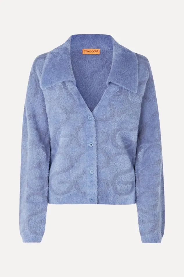 Stine Goya Knitwear Long Sleeve Cardigan 8211 Infinity Blue 8211 Women