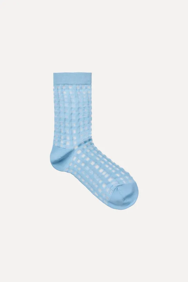 Stine Goya Socks and Tights SGIggy Socks 8211 Blue Check 8211 Women