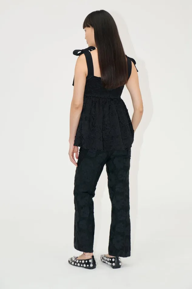 Stine Goya Tops and Shirts Contrasted Tie Top 8211 Jet Black 8211 Women