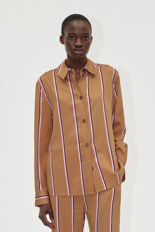 Stine Goya Tops and Shirts Long Sleeve Shirt 8211 Cocoa Stripes 8211 Women