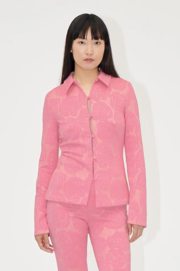 Stine Goya Tops and Shirts Long Sleeve Tailored Shirt 8211 Rose Relief 8211 Women Stine Goya Tops and Shirts Long Sleeve Tailored Shirt 8211 Rose Relief 8211 Women