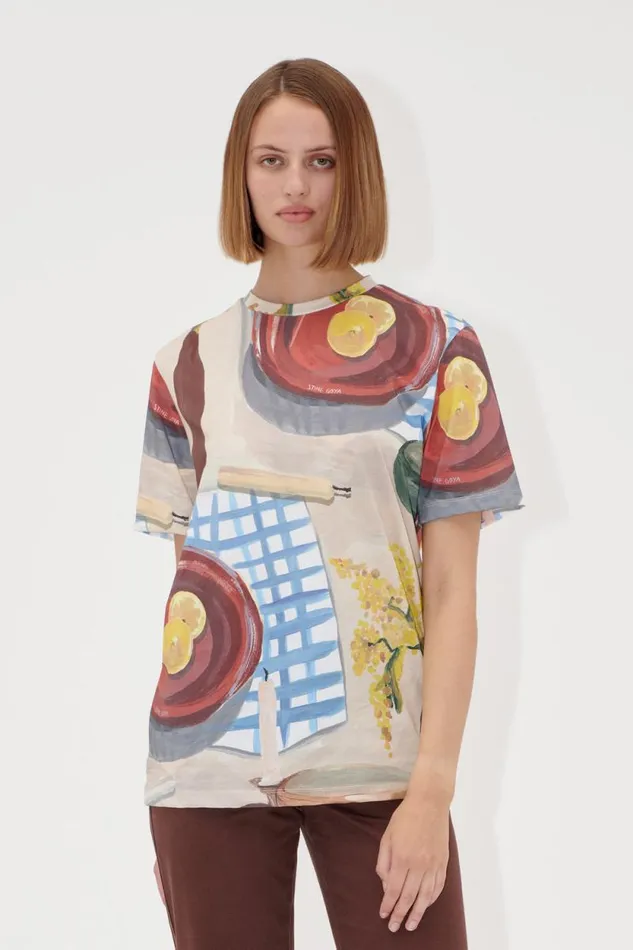 Stine Goya Tops and Shirts Short Sleeve Tshirt 8211 Lemons On A Plate 8211 Women Stine Goya Tops and Shirts Short Sleeve Tshirt 8211 Lemons On A Plate 8211 Women